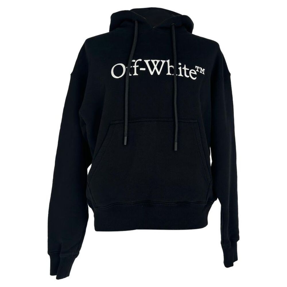Off-White Logo-Print Hoodie in Black Cotton